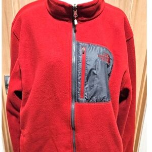 The North Face Plush Fleece Red Grey Casual Lightweight Full Zip Jacket Men's XL